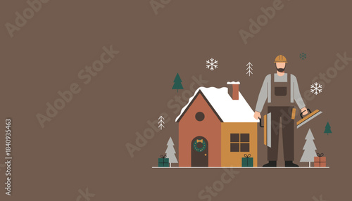 Builder offering holiday construction services near snowy house