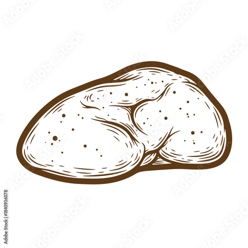 Detailed vintage sketch of a roasted potato illustration isolated on white background