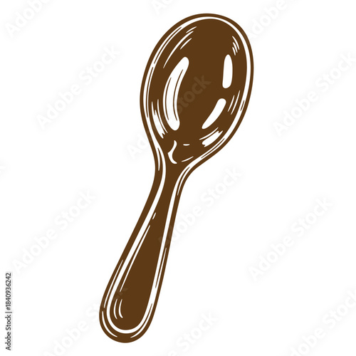 Elegant brown sketch vintage spoon isolated on white background for culinary and cooking concepts