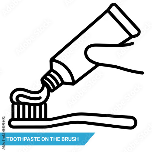 Putting toothpaste on the brush line icon