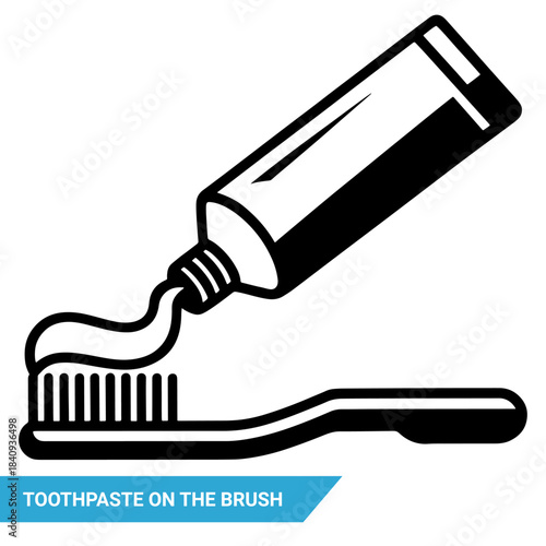 Putting toothpaste on the brush line icon