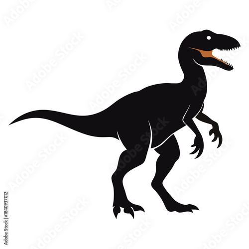 Dinosaur raptor black silhouette illustration