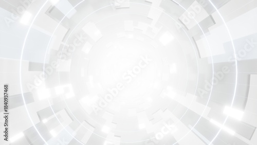 Fototapeta Naklejka Na Ścianę i Meble -  Abstract sci-fi round tunnel with neon light, modern corridor architecture, Tech or digital futuristic space , 3d illustration