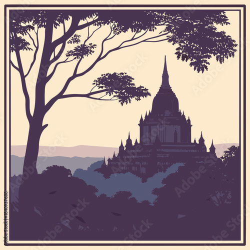 Pagoda silhouette illustration