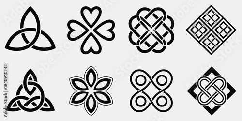 Endless knot buddhist emblem with celtic-inspired interwoven patterns, sacred symbolic geometry, and medieval ornamental details ideal for spiritual themes,