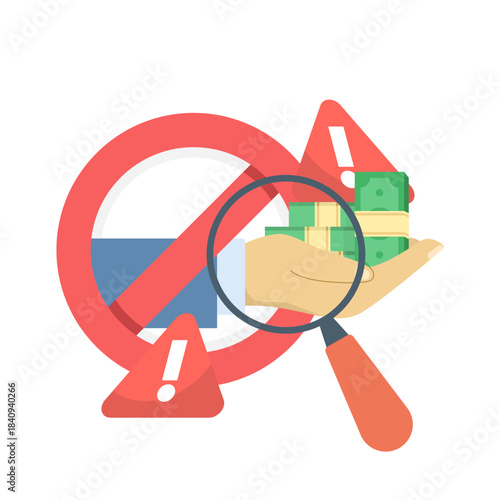 Vector illustration of anti-corruption with money envelope and stop warning sign, representing business ethics, bribery prevention, and corruption decline for presentations and banners.