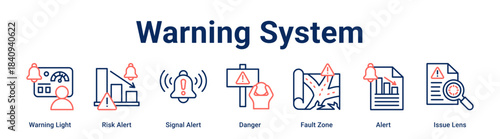 Warning System web banner icon vector illustration concept for Business with icon of Warning Light, Risk Alert, Signal Alert, Danger, Fault Zone, Alert.
