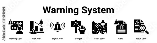 Warning System web banner icon vector illustration concept for Business with icon of Warning Light, Risk Alert, Signal Alert, Danger, Fault Zone, Alert.