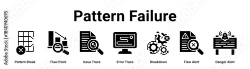 Pattern Failure web banner icon vector illustration concept for Business with icon of Pattern Break, Flaw Point, Issue Trace, Error Trace, Breakdown, Flaw Alert.