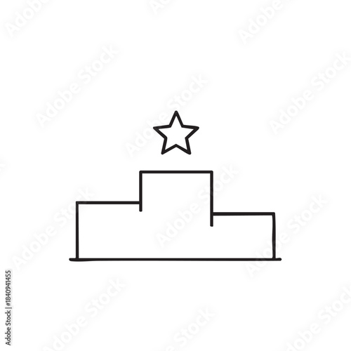 Simple Black and White Line Drawing of a Star on a Platform.