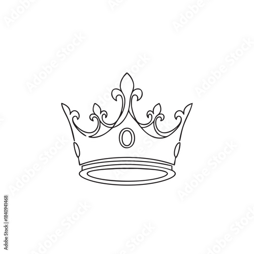 Elegant Line Drawing of a Royal Crown with Ornate Details.