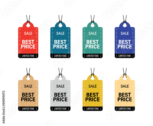 Multicolor Promotional Price Tags with SALE Message, Limited Time Offer Labels for Retail, Clearance, Shopping, Advertising, E-commerce, Marketing, and Seasonal Discount Campaigns