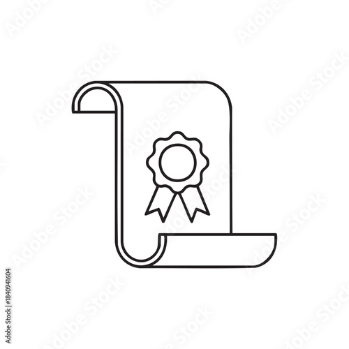 Illustration of a scroll with a ribbon and a seal, symbolizing achievement or certification.