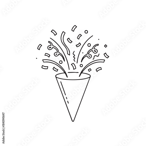 Celebration of New Year with Confetti and Party Popper Illustration.