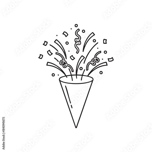 Celebration of New Year with Confetti and Party Popper Illustration.