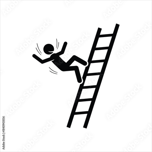 Person falling from ladder icon representing danger and accident