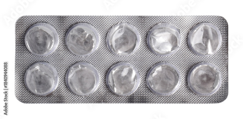 Fotografia Empty pills of blister pack isolated on white background