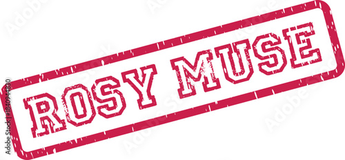 Vibrant Rosy Muse distressed rubber stamp impression for creative inspiration and artistic encouragement