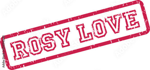 Deep Rosy Love antique style rubber stamp expressing profound affection and devotion