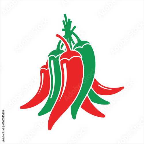 Bunch of Red and Green Chili Peppers Icon Food Ingredient