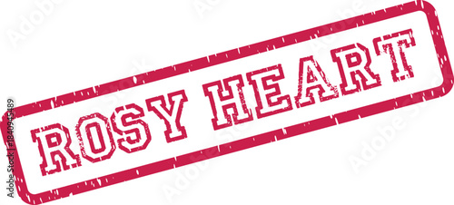 Rosy Heart branded message rubber stamp for romantic loving emotion expression design