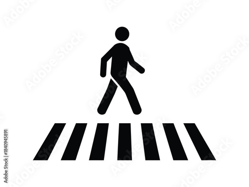 Iconic Pedestrian Crossing Graphic Sign for Road Safety and Traffic Regulations