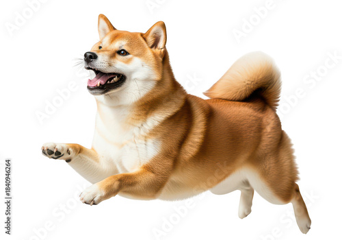 Shiba inu dog running isolated on transparent background