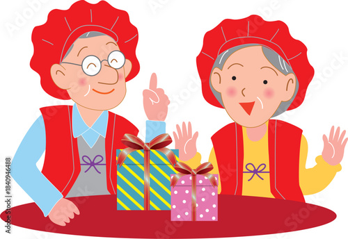 老夫婦の還暦のお祝い
