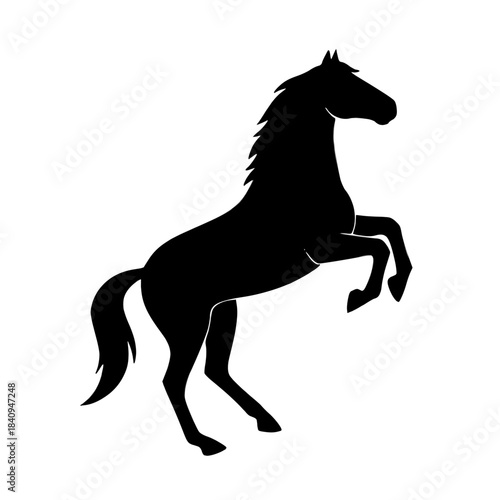 Black Rearing Horse Silhouette Illustration Isolated