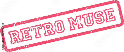 Distinctive red Retro Muse distressed stamp for inspirational themes and vintage artistic concepts