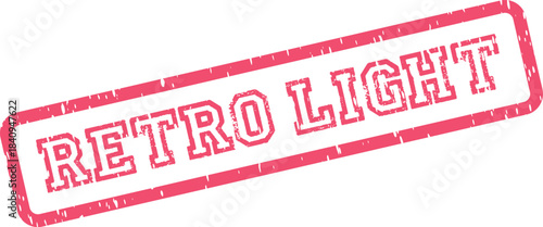 Distressed red rubber stamp impression showing the vintage text Retro Light in a rectangular frame