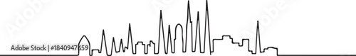 Continuous Line Skyline with Tall Needle Like Silhouette Spikes Minimal Artistic Illustration
