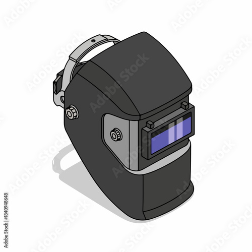 Isometric Detailed Welding Mask Safety Equipment Industrial Illustration