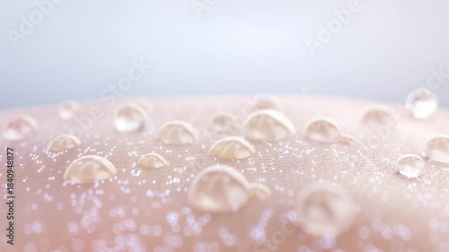 Essence drops absorbed on skin, deep cell melanin disappears, cells rejuvenate, facial spots and wrinkles disappear, anti-aging, laser beauty, concept skin care beauty. Cosmetic ads, 3D rendering.