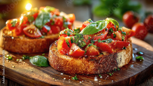 Wallpaper Mural Italian appetizing bruschetta with tomato and basil Torontodigital.ca