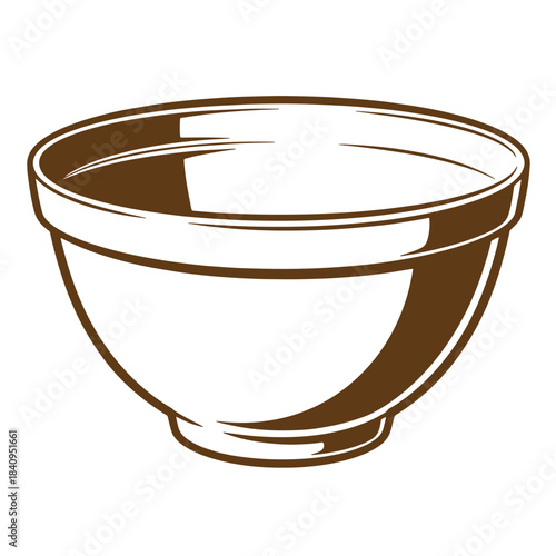 Simple vector illustration of a detailed empty bowl in a vintage sketch style