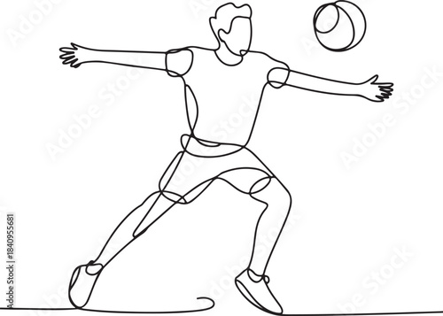 Continuous line illustration of a ball ricocheting off arms