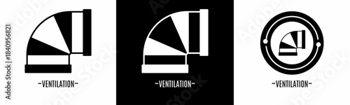 Ventilation logo set. Collection of black and white logos. Stock vector.
