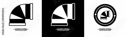 Ventilation logo set. Collection of black and white logos. Stock vector.