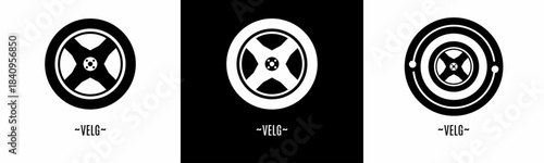 Velg logo set. Collection of black logos. Stock vector.