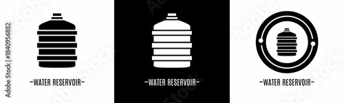 Water reservoir logo set. Collection of black and white logos. Stock vector.