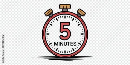 5 Minutes Stopwatch Timer Minimal Red and White Countdown Illustration