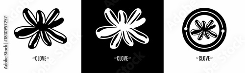Clove logo set. Collection of black and white logos. Stock vector.