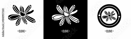 Clove logo set. Collection of black and white logos. Stock vector.