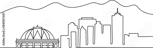 Continuous Line Wellington Skyline with Te Papa Museum Line Minimal Artistic Illustration