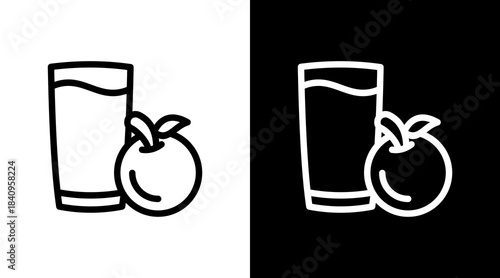 Orange Juice With Icon Set Design