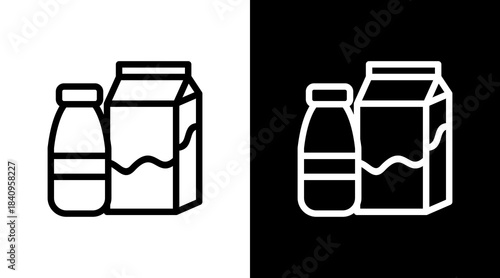 Milk With Icon Set Design