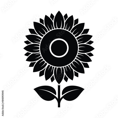 Black Sunflower Silhouette Icon graphic
