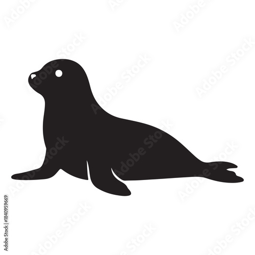 Sea lion vector illustration on beach isolated background