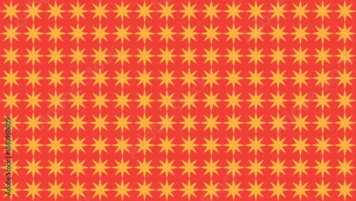 Vibrant red and yellow starburst seamless pattern background design element
